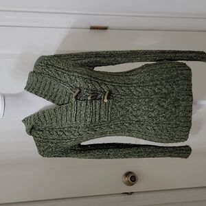 Old Navy Size XS Marled Olive Green Hoodie Sweater, Gently Used, Wool Blend